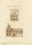 202599 Opstand van de gereconstrueerde voorgevel van het huis Rutenberg (Oudegracht 158) (boven) en van het huis ...